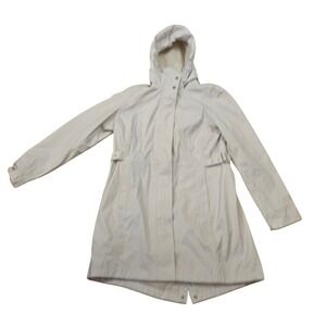 The North Face Womens Hooded Rain Jacket Parka Off White Cream Size L Large